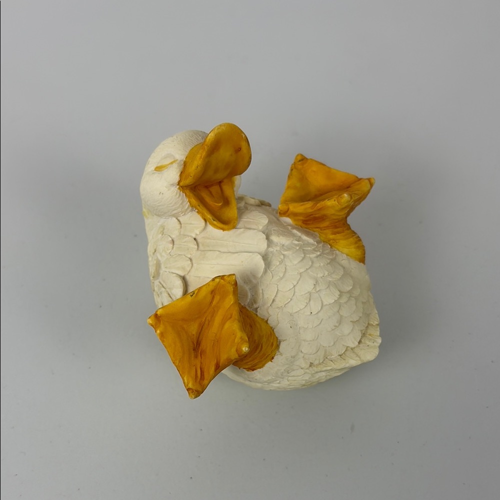 White and Yellow Laughing Duck Figurine
